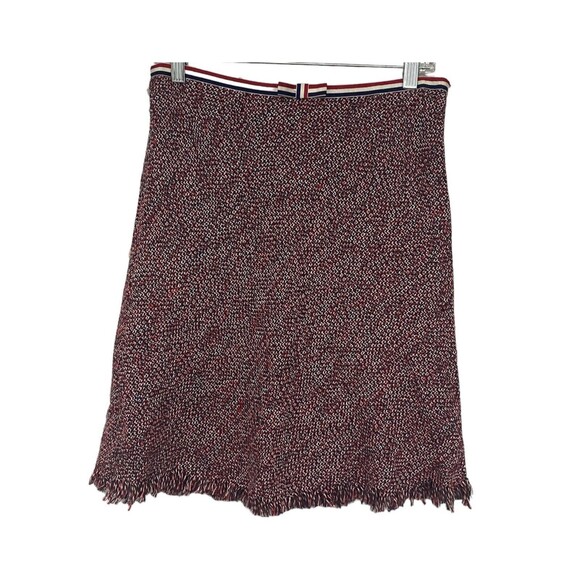 Trina‎ Turk Skirt Red White Blue Knit Fringe Hem size 8 womens - Picture 1 of 14